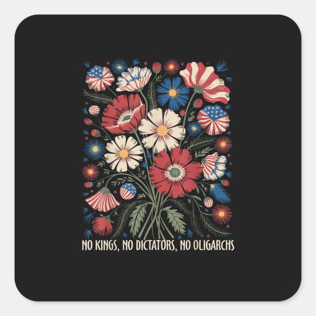 Sticker Carré Pas de rois, pas de dictateurs, pas d'oligarques e (Devant)