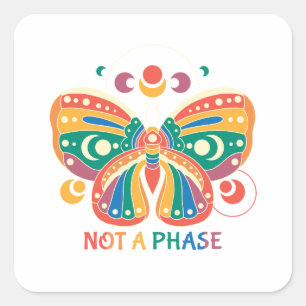 Sticker Carré Pas une phase - Colorée Butterfly LGBTQ Pride