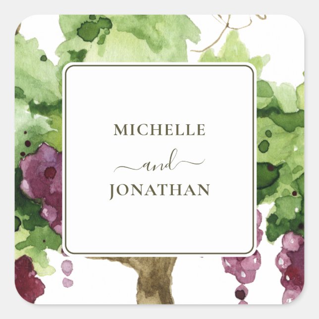 Sticker Carré Paso Robles Vignoble Vignoble Enveloppe Mariage Se (Devant)