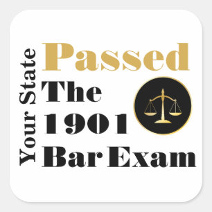 Sticker Carré Passé l'examen à barres (Personnaliser Etat et ann