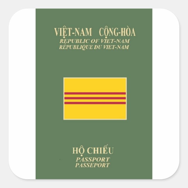 Sticker Carré Passeport vietnamien - Drapeau du Vietnam du Sud (Devant)