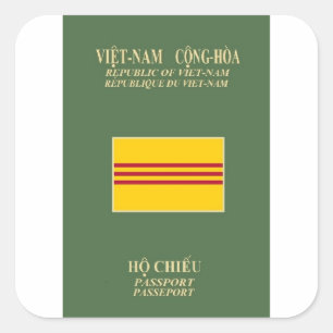 Sticker Carré Passeport vietnamien - Drapeau du Vietnam du Sud