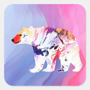 Sticker Carré Pastel Arctic Explorer en aquarelle