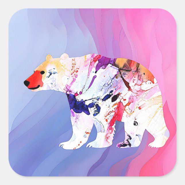 Sticker Carré Pastel Arctic Explorer en aquarelle (Devant)