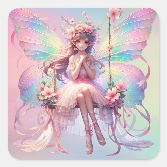 Sticker Carré Pastel Ballerina Fairy Princess Girls (Devant)