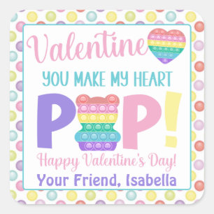 Sticker Carré Pastel Bear Pop It Kids' Valentine's Day