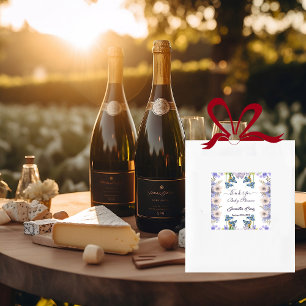 Sticker Carré Pastel Blue Buds Purple Fleurs Baby shower Floral