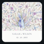 Sticker Carré Pastel Classy Ornate Aquarelle Peacock Mariage<br><div class="desc">Classy Ornate Watercolor Peacock Collection - c'est une élégante aquarelle Illustration de paon floral pastel aquarelle, avec une touche minimaliste moderne. Idéal pour vos mariage et fêtes de classe moderne. Il est très facile de customiser, avec vos données personnelles. Si vous avez besoin d'un autre produit correspondant ou de la...</div>