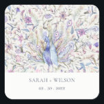 Sticker Carré Pastel Classy Ornate Aquarelle Peacock Mariage<br><div class="desc">Classy Ornate Watercolor Peacock Collection - c'est une élégante aquarelle Illustration de paon floral pastel aquarelle, avec une touche minimaliste moderne. Idéal pour vos mariage et fêtes de classe moderne. Il est très facile de customiser, avec vos données personnelles. Si vous avez besoin d'un autre produit correspondant ou de la...</div>