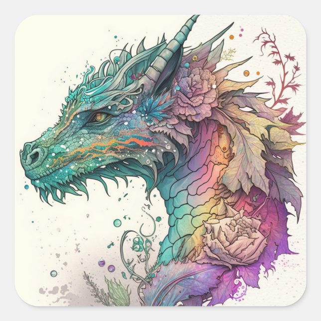 Sticker Carré Pastel Dragon (Devant)