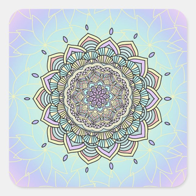 Sticker Carré Pastel Glow Mandala ID359 (Devant)