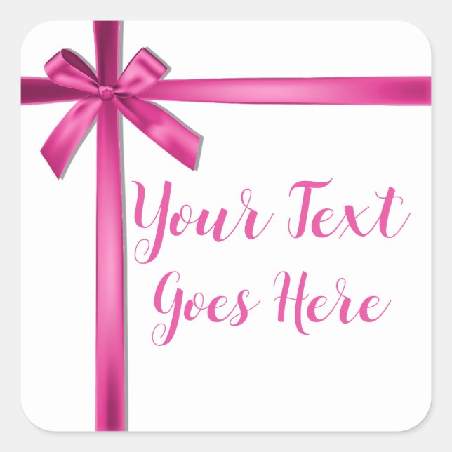 Sticker Carré Pastel Pink Satin Ribbon Bow fête d'anniversaire (Devant)