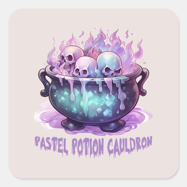 Sticker Carré Pastel Potion Cauldron (Devant)