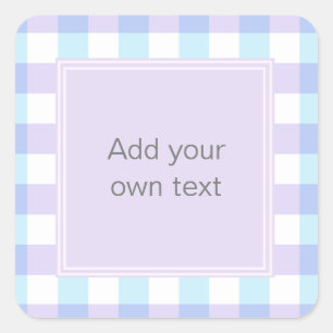 Sticker Carré Pastel Purple En vichy texte personnalisé