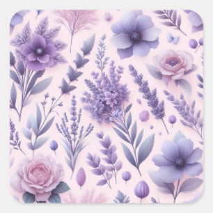 Sticker Carré Pastel Purple Fleur de lavande esthétique