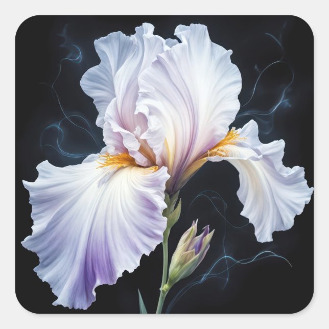 Sticker Carré Pastel Purple Iris Blossom (Devant)