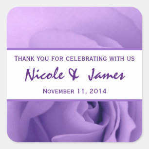 Sticker Carré Pastel Purple Rose Mariée Merci Mariage 2