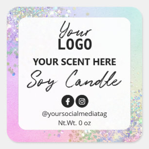 Sticker Carré Pastel Unicorn Couleurs Parties scintillant Soy Ca