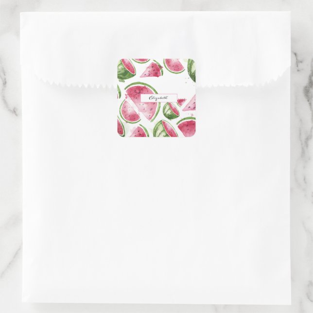 Sticker Carré Pastèque à l'aquarelle adorable (Sac)