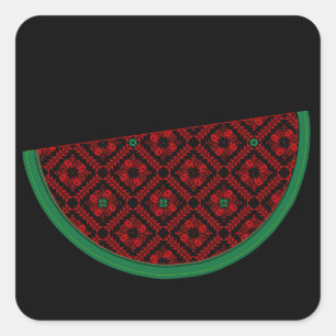 Sticker Carré Pastèque de Palestine Broderie tatreez rouge
