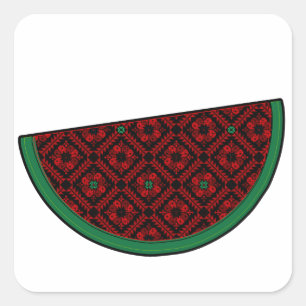 Sticker Carré Pastèque de Palestine Broderie tatreez rouge
