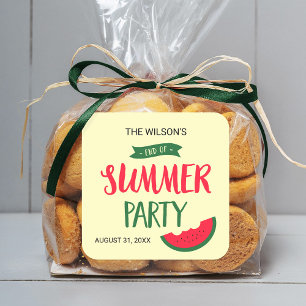 Sticker Carré Pastèque Rouge Vert Fin de la fête d'été