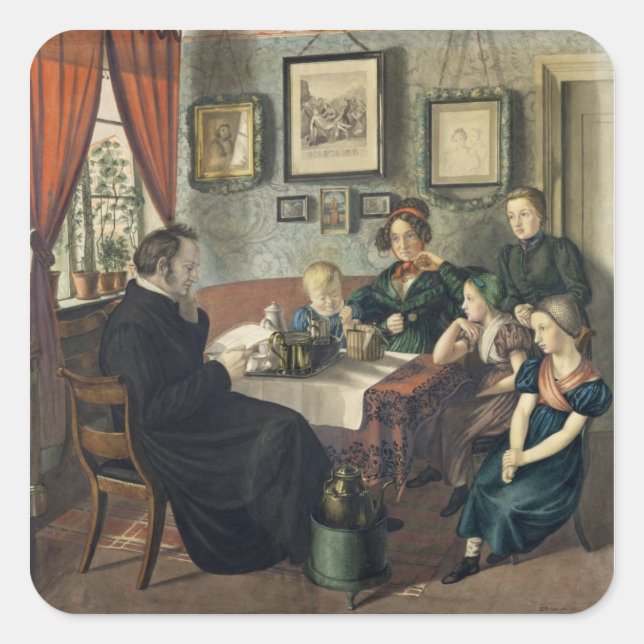 Sticker Carré Pasteur Johann Wilhelm Rautenberg et son (Devant)