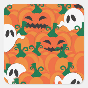 Sticker Carré Patch Citrouille Haunted Halloween Ghosts