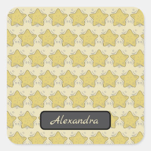 Sticker Carré Patchwork appliqué étoile jaune