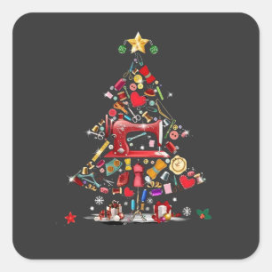 Sticker Carré Patchwork Joyeux Noël Arbre Patchwork Quilting