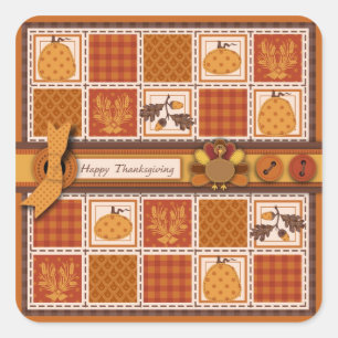 Sticker Carré Patchwork Quilted look Thanksgiving