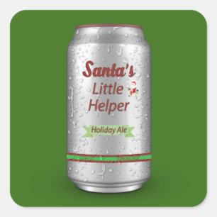 Sticker Carré Pâte De Bière D'Aide À Père Noël