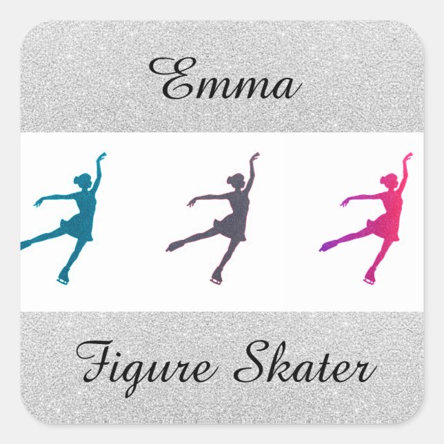 Sticker Carré Patinage artistique Silver Sparkle (Devant)