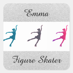 Sticker Carré Patinage Artistique Silver Sparkle