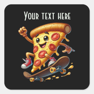 Sticker Carré Patinage cool pizza party
