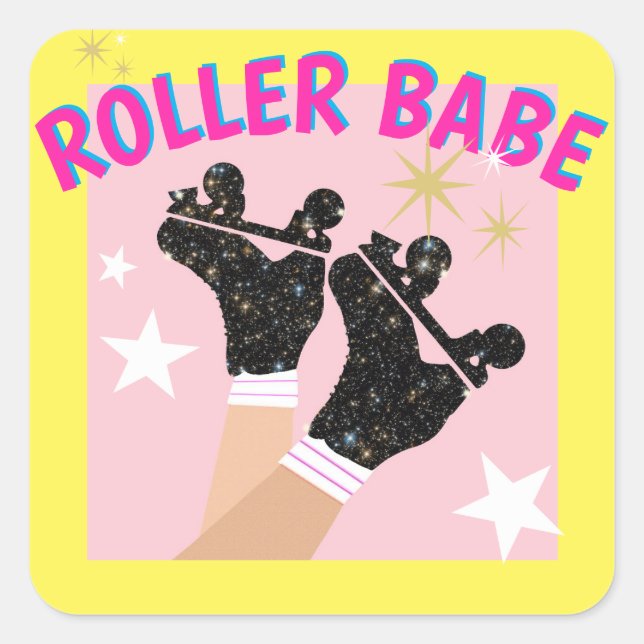 Sticker Carré Patinage moderne Roller Babe Skater Derby Patinage (Devant)