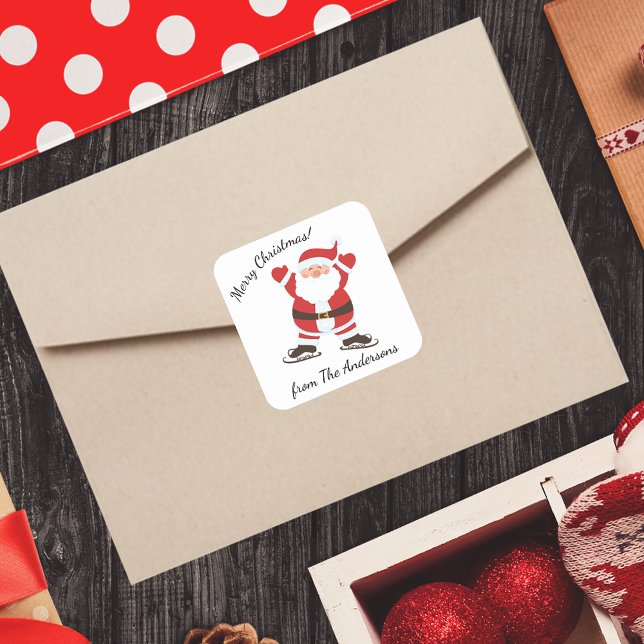 Sticker Carré Patinage sur glace Santa Claus"Custom (Créateur téléchargé)