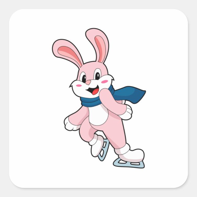Sticker Carré Patinage sur glace sur lapin Patins sur glace (Devant)