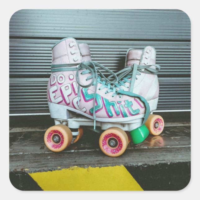 Sticker Carré Patins à rouleaux (Devant)