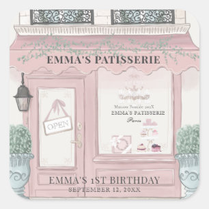 Sticker Carré pâtisserie Paris Pink Anniversaire