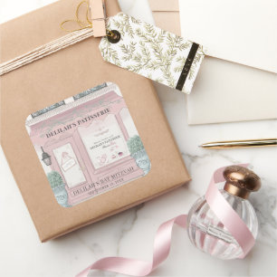 Sticker Carré pâtisserie Paris Pink Bat mitzvah