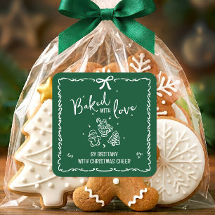 Sticker Carré Pâtisseries avec amour Dessins à main levée Noël e