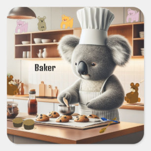Sticker Carré Pâtissier Ours Koala