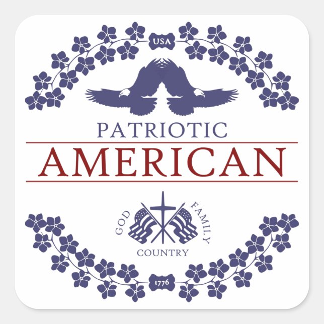 Sticker Carré PATRIOT Américain (Devant)