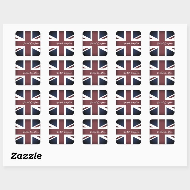 Sticker Carré Patriotes du drapeau britannique et Union Jack vin (Feuille)