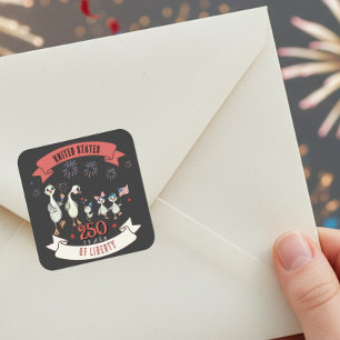 Sticker Carré Patriotique États-Unis 250 Ans de Liberté Oies Idi
