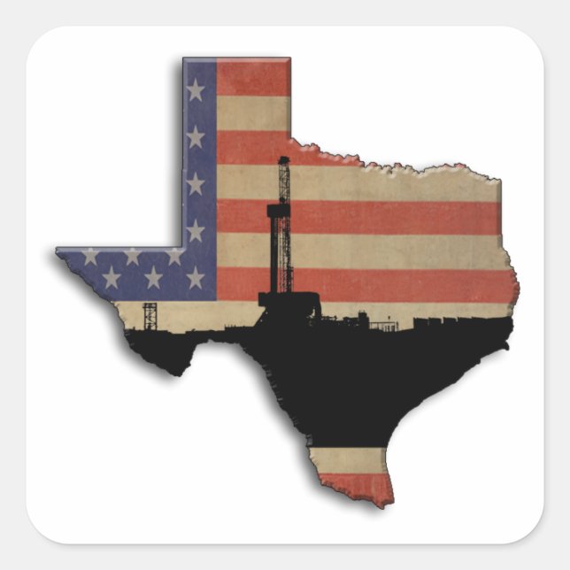 Sticker Carré Patriotique Texas Oil Forage Rig (Devant)
