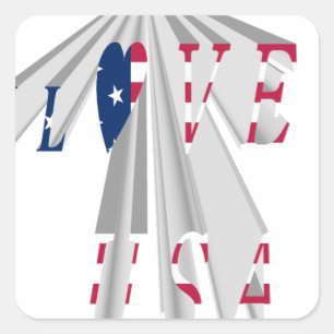Sticker Carré Patriotisme Ascendant : Art de Perspective I Love