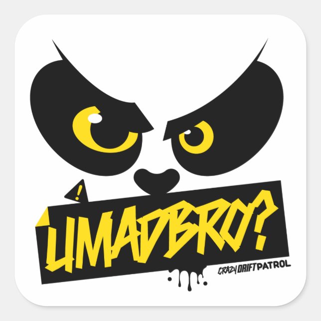 Sticker Carré Patrouille de dérive folle - UMADBRO ? (jaune) (Devant)
