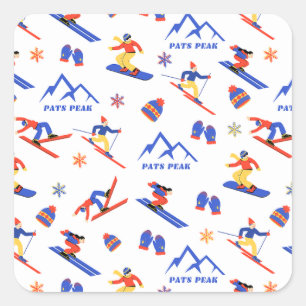 Sticker Carré Pats Peak New Hampshire Ski Snowboard Motif